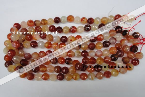 CAG1657 15.5 inches 10mm faceted round red agate gemstone beads