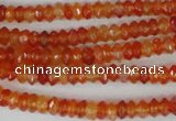 CAG1663 15.5 inches 3*6mm faceted rondelle red agate gemstone beads