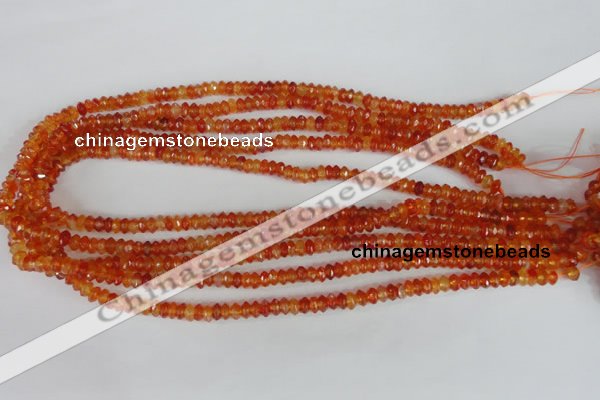 CAG1663 15.5 inches 3*6mm faceted rondelle red agate gemstone beads