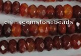 CAG1665 15.5 inches 6*10mm faceted rondelle red agate gemstone beads