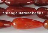 CAG1667 15.5 inches 10*30mm faceted teardrop red agate gemstone beads