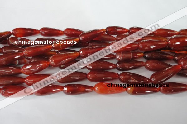 CAG1667 15.5 inches 10*30mm faceted teardrop red agate gemstone beads