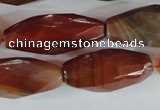 CAG1670 15.5 inches 14*30mm faceted rice red agate gemstone beads