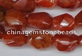 CAG1672 15.5 inches 12*17mm faceted nuggets red agate gemstone beads