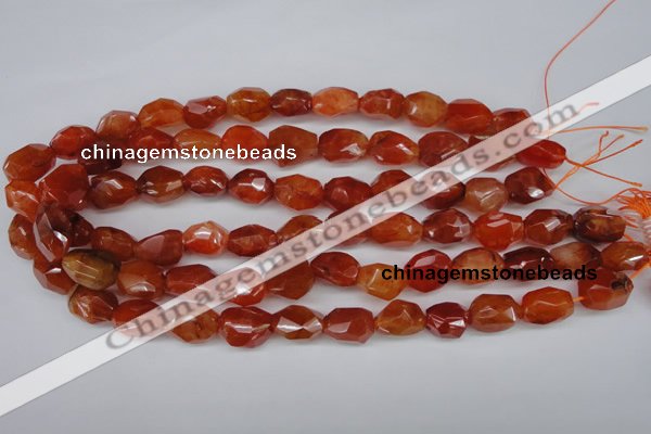 CAG1672 15.5 inches 12*17mm faceted nuggets red agate gemstone beads