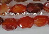 CAG1673 15.5 inches 14*18mm faceted nuggets red agate gemstone beads