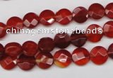 CAG1675 15.5 inches 8mm faceted coin red agate gemstone beads