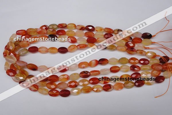 CAG1678 15.5 inches 8*12mm faceted oval red agate gemstone beads