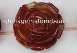 CAG1682 15.5 inches 38mm carved flower red agate gemstone beads