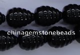 CAG1691 15.5 inches 15*20mm carved teardrop black agate beads