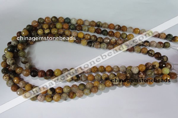 CAG1712 15.5 inches 8mm faceted round rainbow agate beads