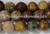CAG1714 15.5 inches 12mm faceted round rainbow agate beads