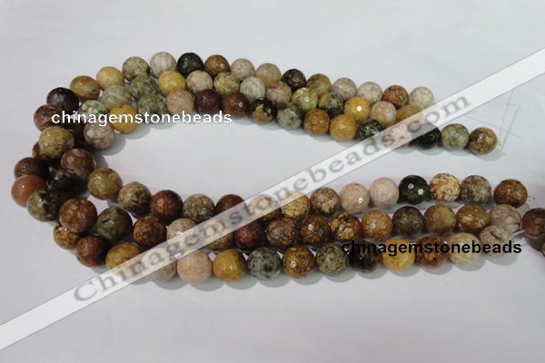 CAG1714 15.5 inches 12mm faceted round rainbow agate beads