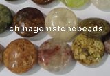 CAG1726 15.5 inches 15mm flat round rainbow agate beads wholesale