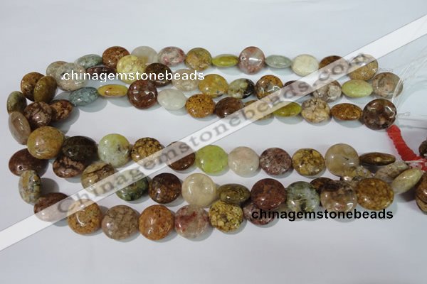 CAG1726 15.5 inches 15mm flat round rainbow agate beads wholesale