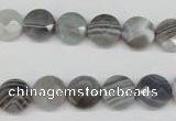 CAG1762 15.5 inches 10mm faceted coin Chinese botswana agate beads