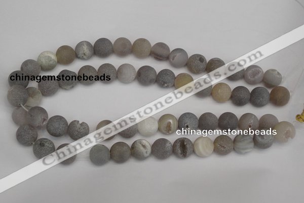 CAG1840 15.5 inches 14mm round matte druzy agate beads whholesale