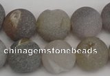 CAG1841 15.5 inches 16mm round matte druzy agate beads whholesale