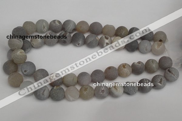 CAG1841 15.5 inches 16mm round matte druzy agate beads whholesale