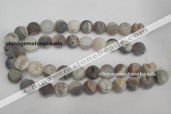 CAG1842 15.5 inches 18mm round matte druzy agate beads whholesale