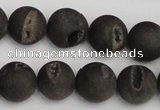 CAG1848 15.5 inches 14mm round matte druzy agate beads whholesale