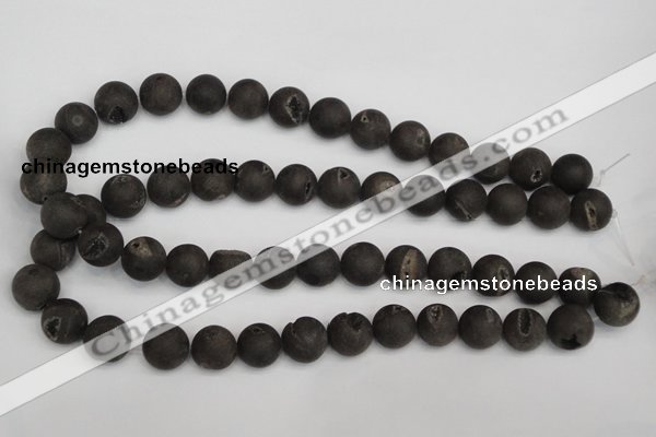 CAG1848 15.5 inches 14mm round matte druzy agate beads whholesale