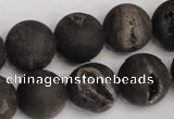 CAG1849 15.5 inches 16mm round matte druzy agate beads whholesale