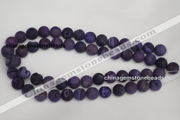 CAG1852 15.5 inches 14mm round matte druzy agate beads whholesale