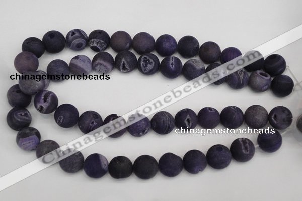 CAG1853 15.5 inches 16mm round matte druzy agate beads whholesale