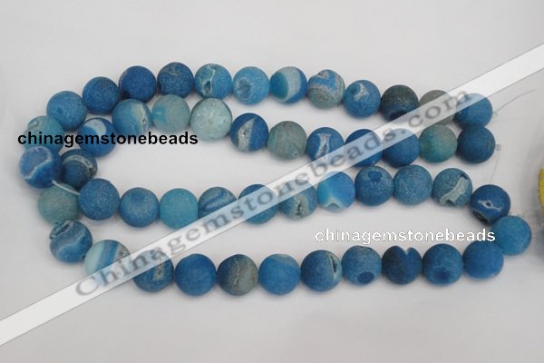 CAG1857 15.5 inches 16mm round matte druzy agate beads whholesale