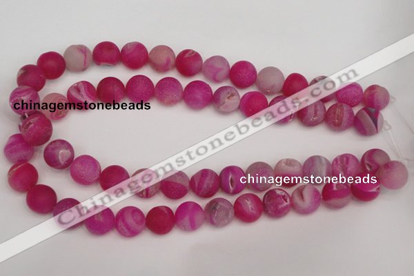 CAG1861 15.5 inches 14mm round matte druzy agate beads whholesale