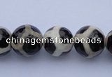 CAG1871 15.5 inches 8mm faceted round tibetan agate beads wholesale