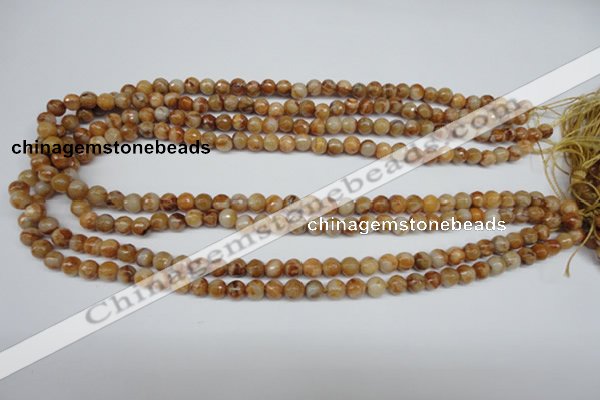 CAG1885 15.5 inches 6mm faceted round lemon crazy lace agate beads