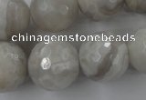 CAG1910 15.5 inches 18mm faceted round grey agate beads wholesale