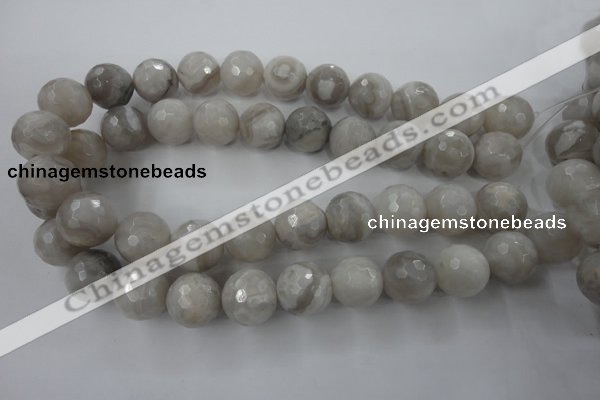 CAG1910 15.5 inches 18mm faceted round grey agate beads wholesale