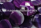 CAG203 15.5 inches 20mm faceted coin purple agate gemstone beads