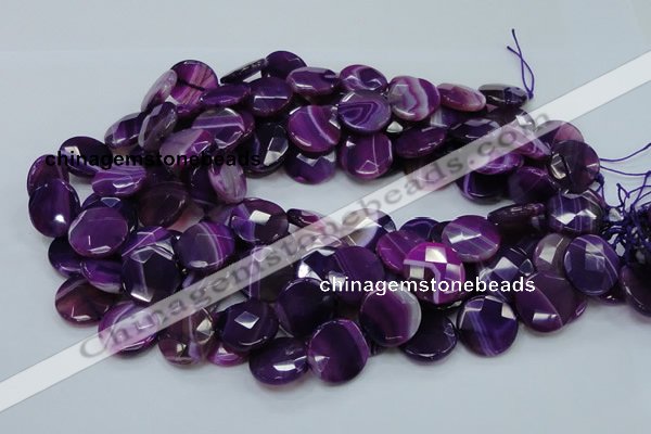 CAG203 15.5 inches 20mm faceted coin purple agate gemstone beads