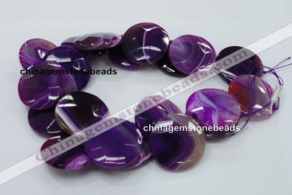 CAG204 15.5 inches 40mm faceted coin purple agate gemstone beads