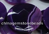 CAG205 15.5 inches 50mm faceted coin purple agate gemstone beads