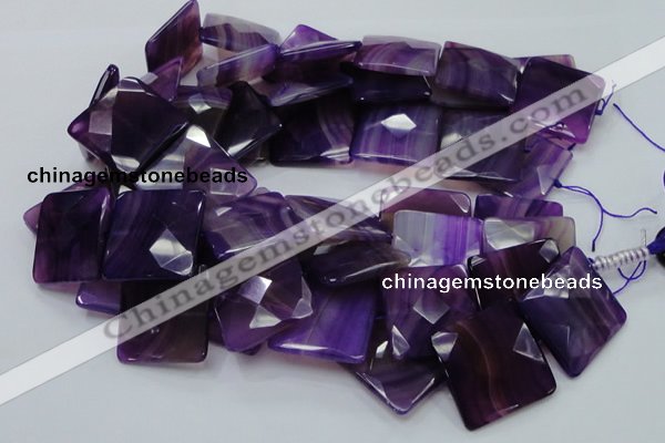 CAG207 15.5 inches 30*30mm faceted square purple agate beads