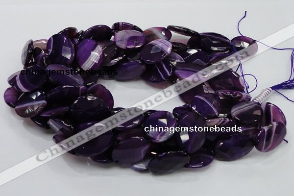 CAG208 15.5 inches 18*25mm faceted oval purple agate gemstone beads