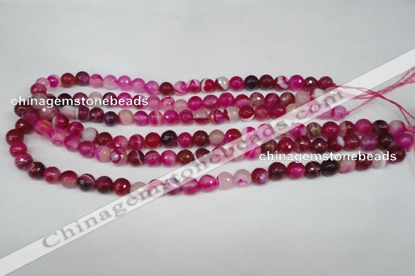 CAG2085 15.5 inches 6mm faceted round fuchsia line agate beads