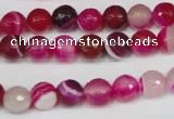 CAG2086 15.5 inches 8mm faceted round fuchsia line agate beads