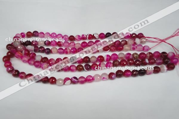 CAG2086 15.5 inches 8mm faceted round fuchsia line agate beads