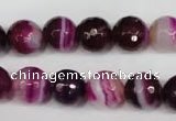 CAG2087 15.5 inches 10mm faceted round fuchsia line agate beads