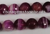 CAG2088 15.5 inches 12mm faceted round fuchsia line agate beads