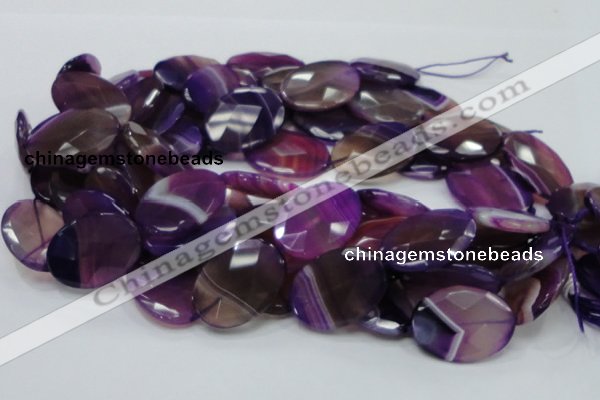 CAG209 15.5 inches 22*30mm faceted oval purple agate gemstone beads