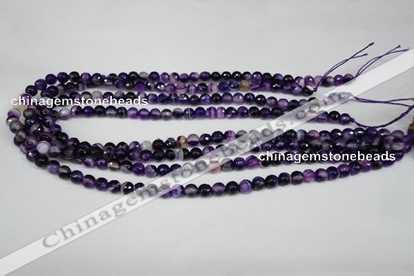 CAG2094 15.5 inches 6mm faceted round purple line agate beads