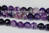 CAG2095 15.5 inches 8mm faceted round purple line agate beads