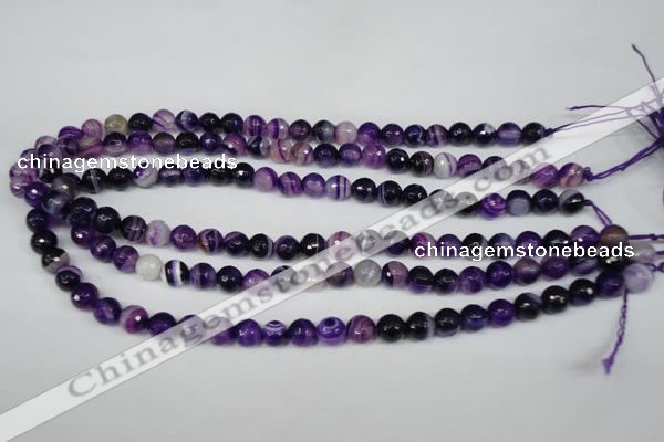 CAG2095 15.5 inches 8mm faceted round purple line agate beads